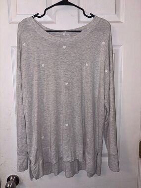 Workshop Republic Clothing Light Gray Heart Print Long Sleeve Top